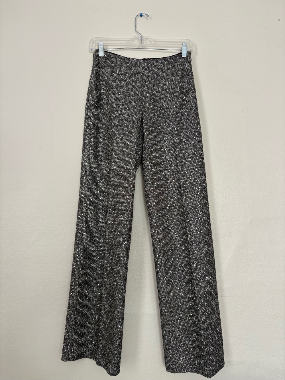 J. McLaughlin Metallic Silver-Gray Wide-Leg Pants